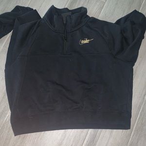 Nike Cropped Zip Up Jacket Black with Gold